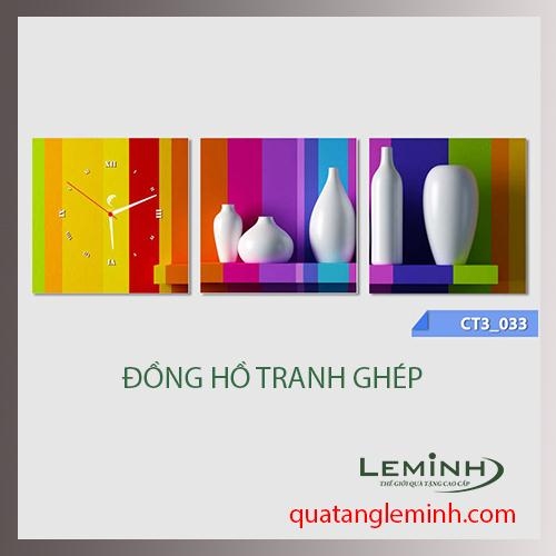 Đồng hồ tranh - bộ 3 tâm vuông