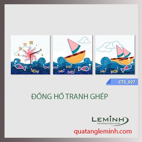 Đồng hồ tranh - bộ 3 tâm vuông