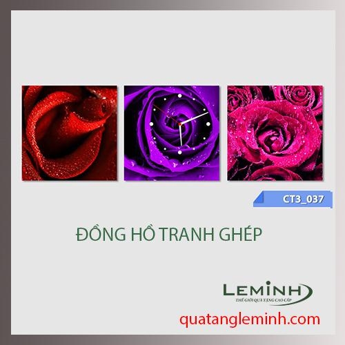 Đồng hồ tranh - bộ 3 tâm vuông