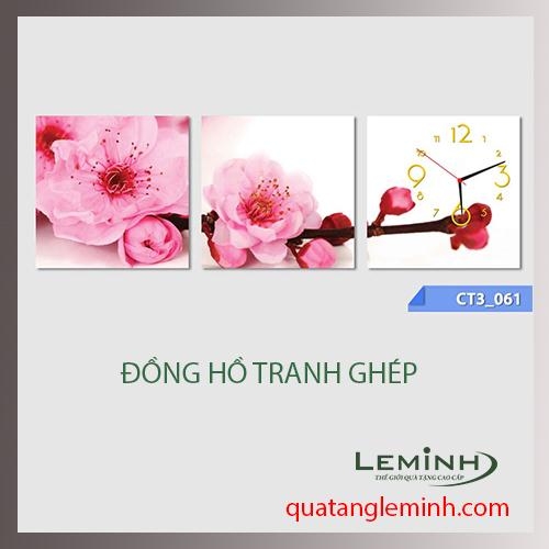 Đồng hồ tranh - bộ 3 tâm vuông