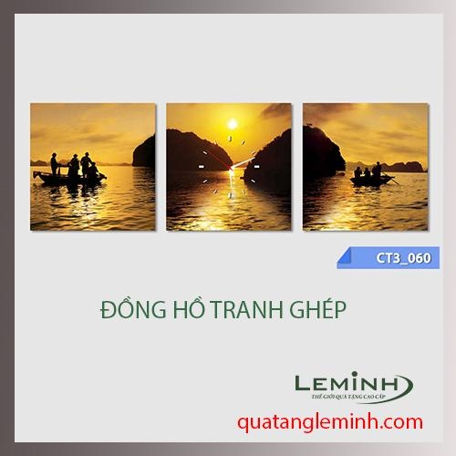 Đồng hồ tranh - bộ 3 tâm vuông