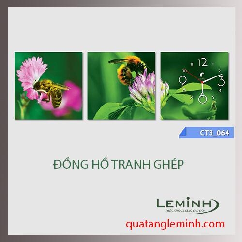 Đồng hồ tranh - bộ 3 tâm vuông