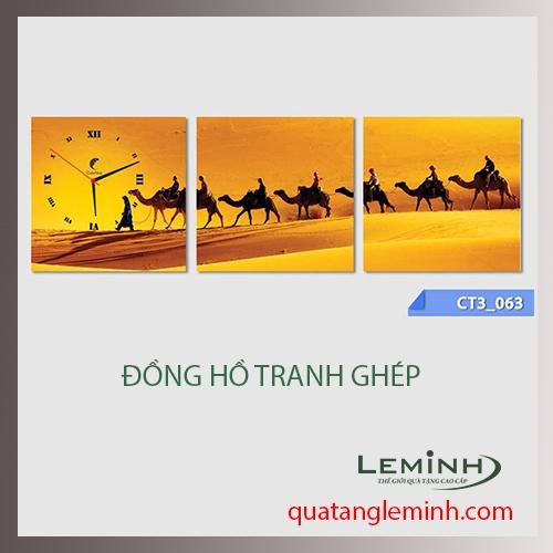 Đồng hồ tranh - bộ 3 tâm vuông