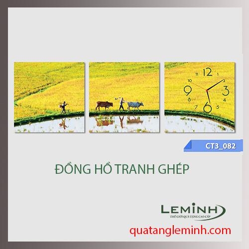 Đồng hồ tranh - bộ 3 tâm vuông