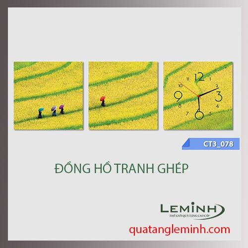 Đồng hồ tranh - bộ 3 tâm vuông