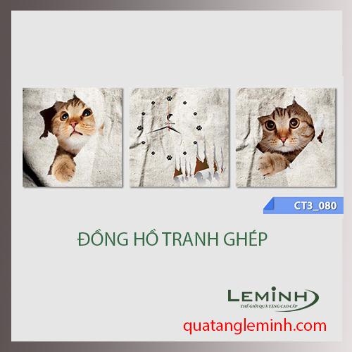 Đồng hồ tranh - bộ 3 tâm vuông