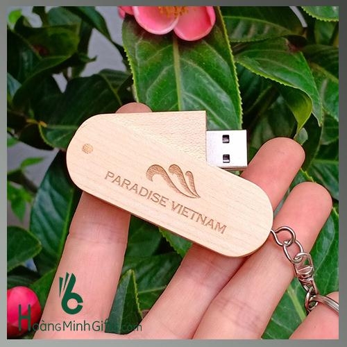 USB Gỗ Khắc Logo - Kh Pradise Việt Nam