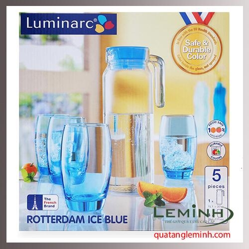 Bộ Bình Ly Thủy Tinh Luminarc 5 Món Rotterdam Ice Blue J1799