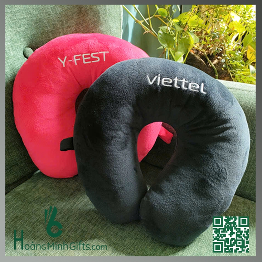 GỐI KÊ CỔ CHỮ U IN/THÊU LOGO QUẢNG CÁO - KHÁCH HÀNG VIETTEL