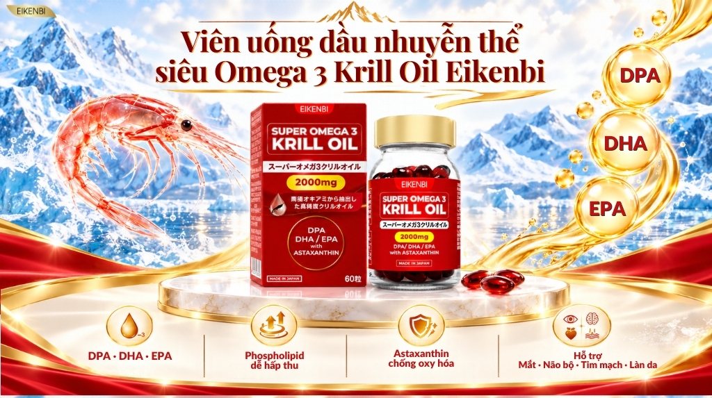 Viên uống dầu nhuyễn thể siêu Omega 3 Krill Oil Eikenbi
