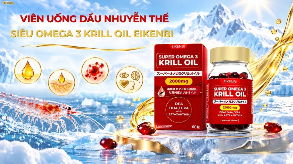 Viên uống dầu nhuyễn thể siêu Omega 3 Krill Oil Eikenbi