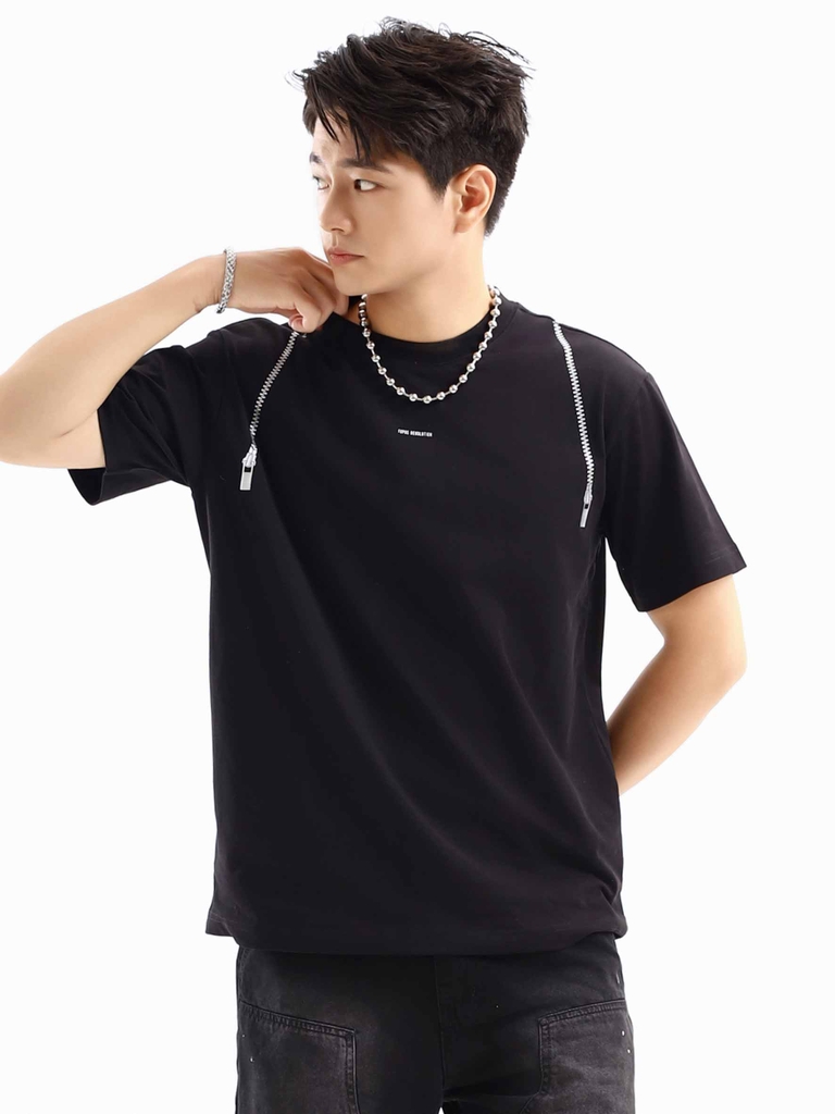 Áo Thun Ngắn Relaxed Zipper