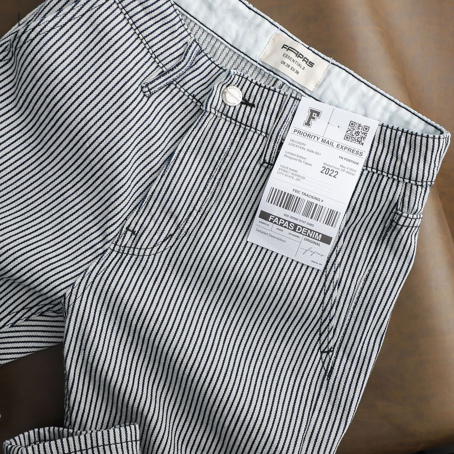 Quần Jeans Cropped Fit Striped