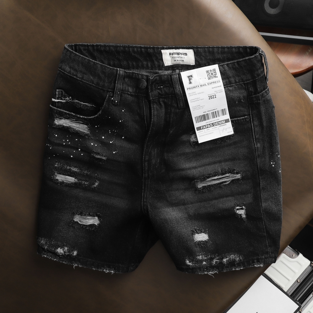 Quần Shorts Jean Relaxed Destroy