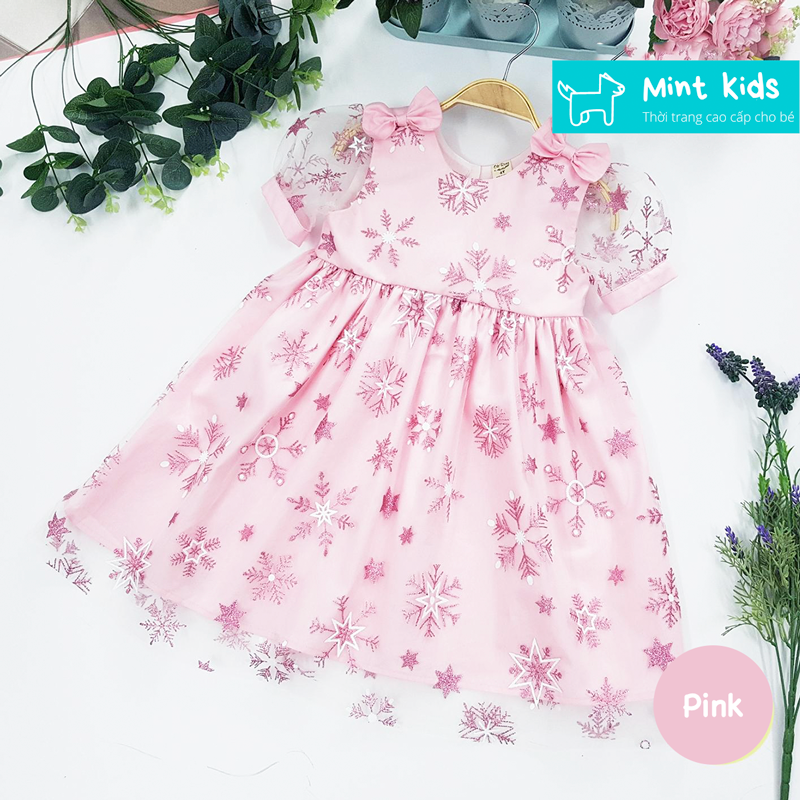 Váy elsa bé gái tay cánh tiên phối voan  shushibabyshop