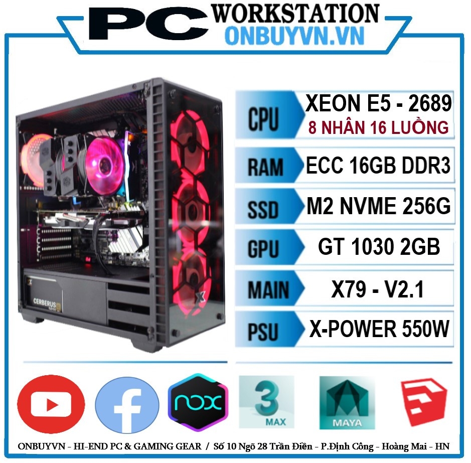 ONBUY-PC-WORKSTATION | CPU XEON E5 2689 | X79 | RAM 16G | GTX 1030 2G