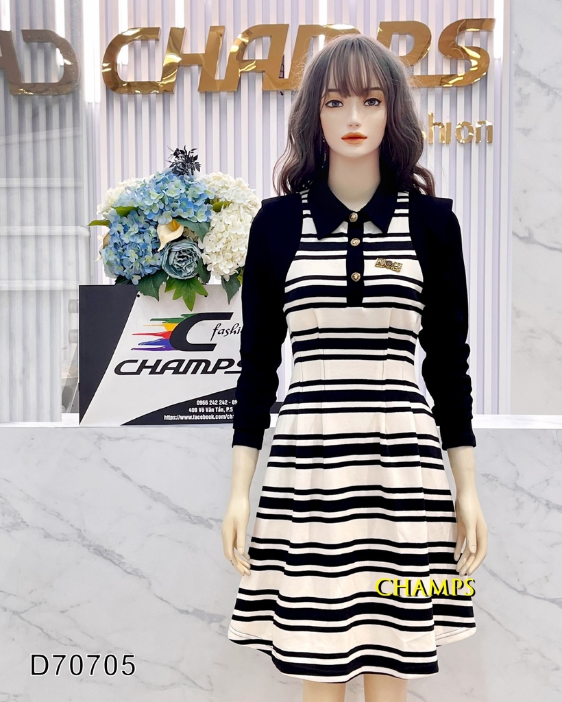 ĐẦM LEN SỌC TRẮNG ĐEN CHANEL 70705 | Champs Fashion - Thời Trang ...
