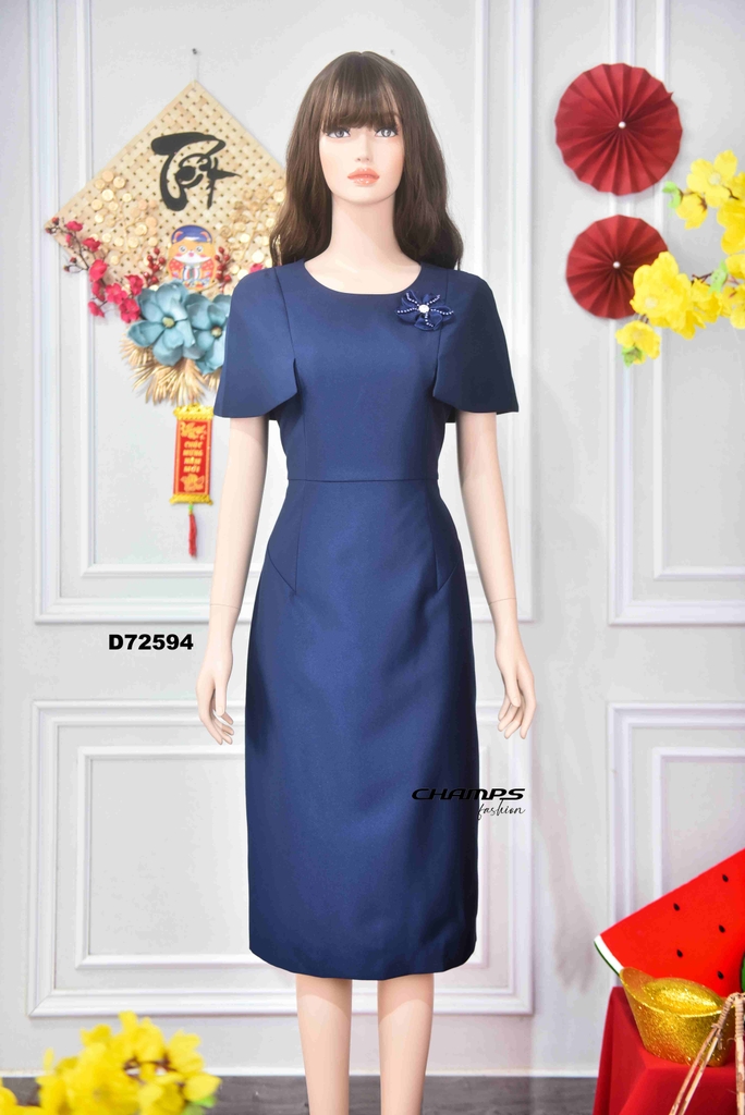 Đầm Váy Nữ Form Ngắn Cổ Khóa Tay Ngắn Màu Xanh Đen [ẢNH THẬT CUỐI] |  Lazada.vn
