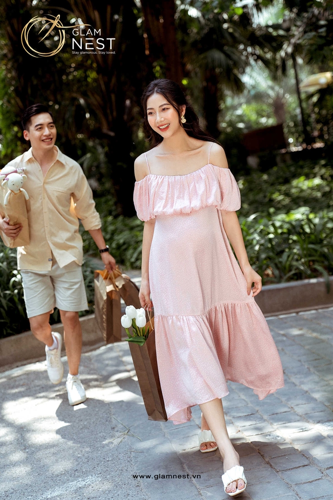 24M] Váy carter hồng chấm bi | Shopee Việt Nam