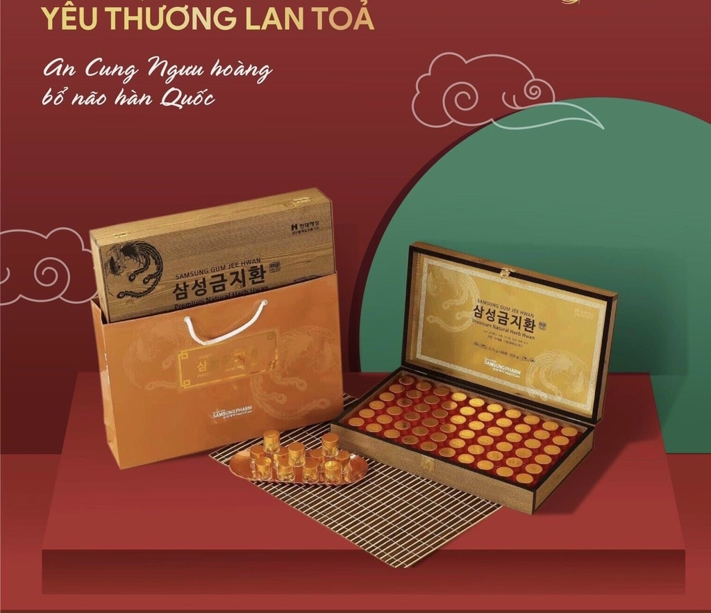 An Cung Ngưu Hoàng Bổ Não hộp gỗ 60viên