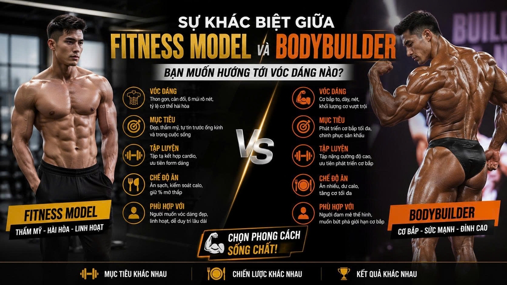 Sự khác biệt giữa Fitness Model và Bodybuilder: Bạn muốn hướng tới vóc dáng nào?