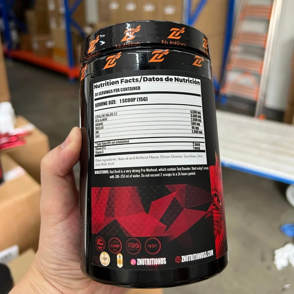 ZNUTRITION RED DEVIL - PREWORKOUT + ZMA TĂNG TESTOSTERONE (30 LẦN DÙNG)