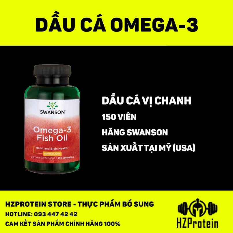 DẦU CÁ SWANSON OMEGA-3 - CUNG CẤP 300MG DHA+EPA, VỊ CHANH (150 VIÊN)