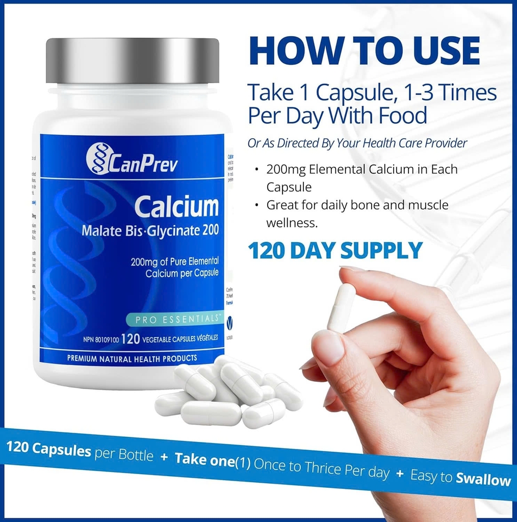 CanPrev Calcium Malate Bis-Glycinate 200mg - Tăng Cường Chức Năng Xương Khớp, Bổ Sung Canxi