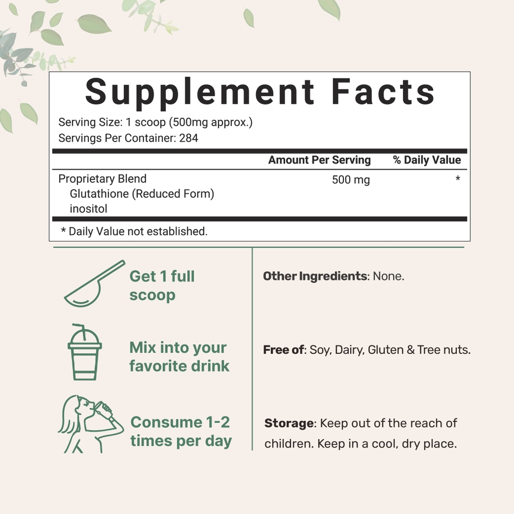 MICRO INGREDIENTS GLUTATHIONE REDUCED 500MG (142GRAM)