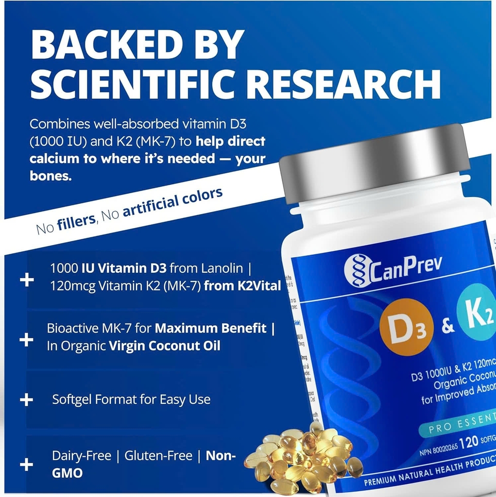 CanPrev D3 & K2 Organic Coconut Oil - Chắc Khỏe Xương, Tăng Cường Hấp Thụ Canxi