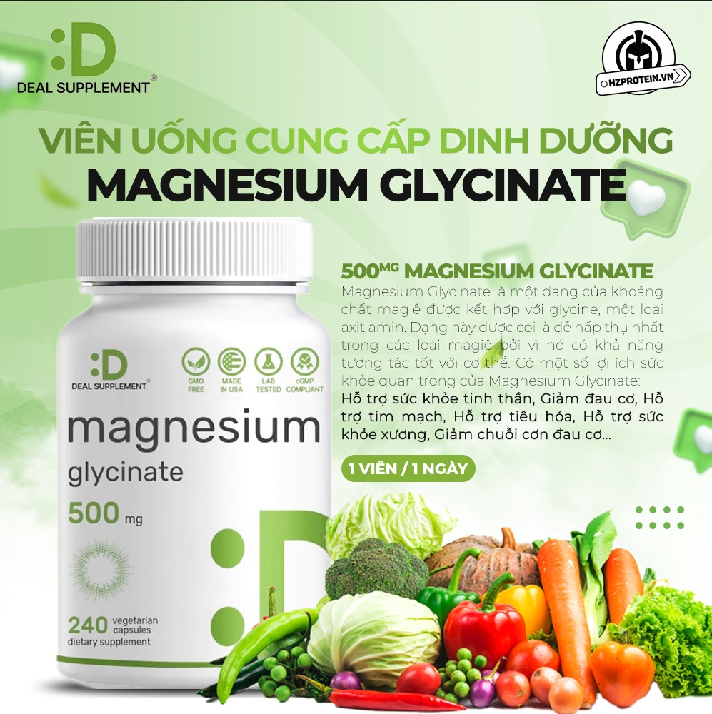 Deal Supplement Magnesium Glycinate Hàm Lượng 500/1000mg