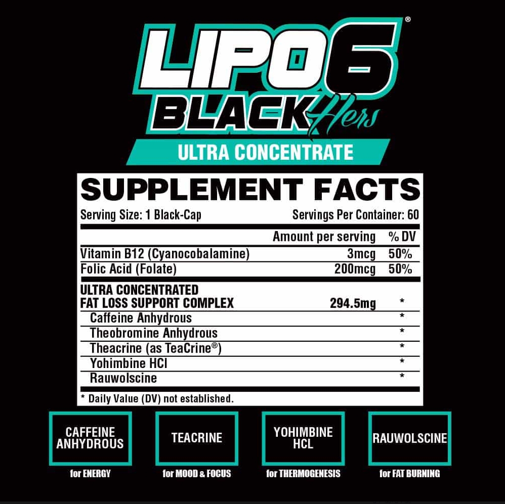 NUTREX LIPO6 BLACK HER - ĐỐT MỠ AN TOÀN DÀNH CHO NỮ (60 VIÊN)