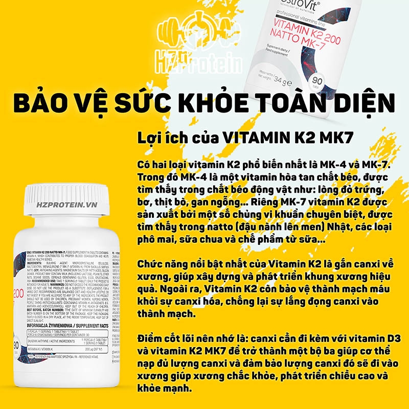 OSTROVIT VITAMIN K2 MK7 200 NATTO  (90 VIÊN)