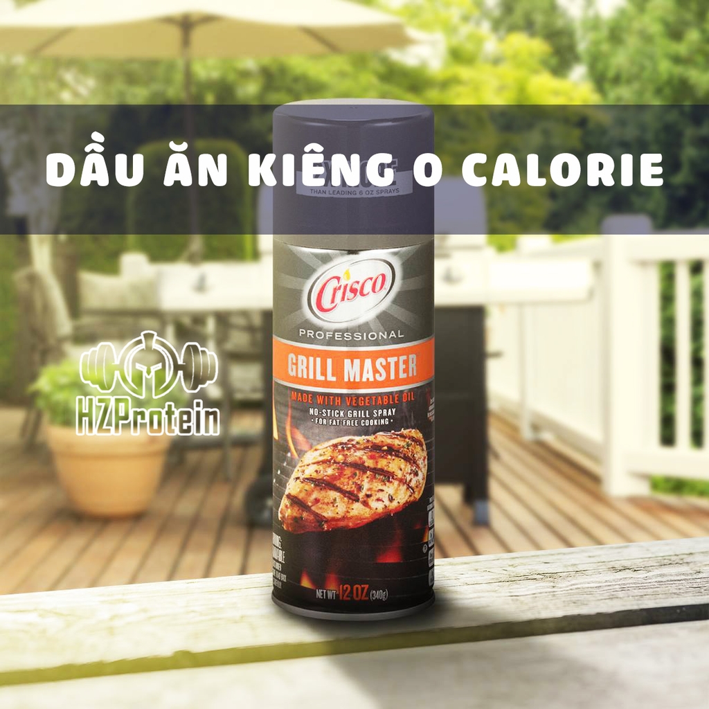 CRISCO GRILL MASTER COOKING SPRAY OIL - DẦU XỊT ĂN KIÊNG 0 CALORIE TIỆN LỢI (12 OZ)