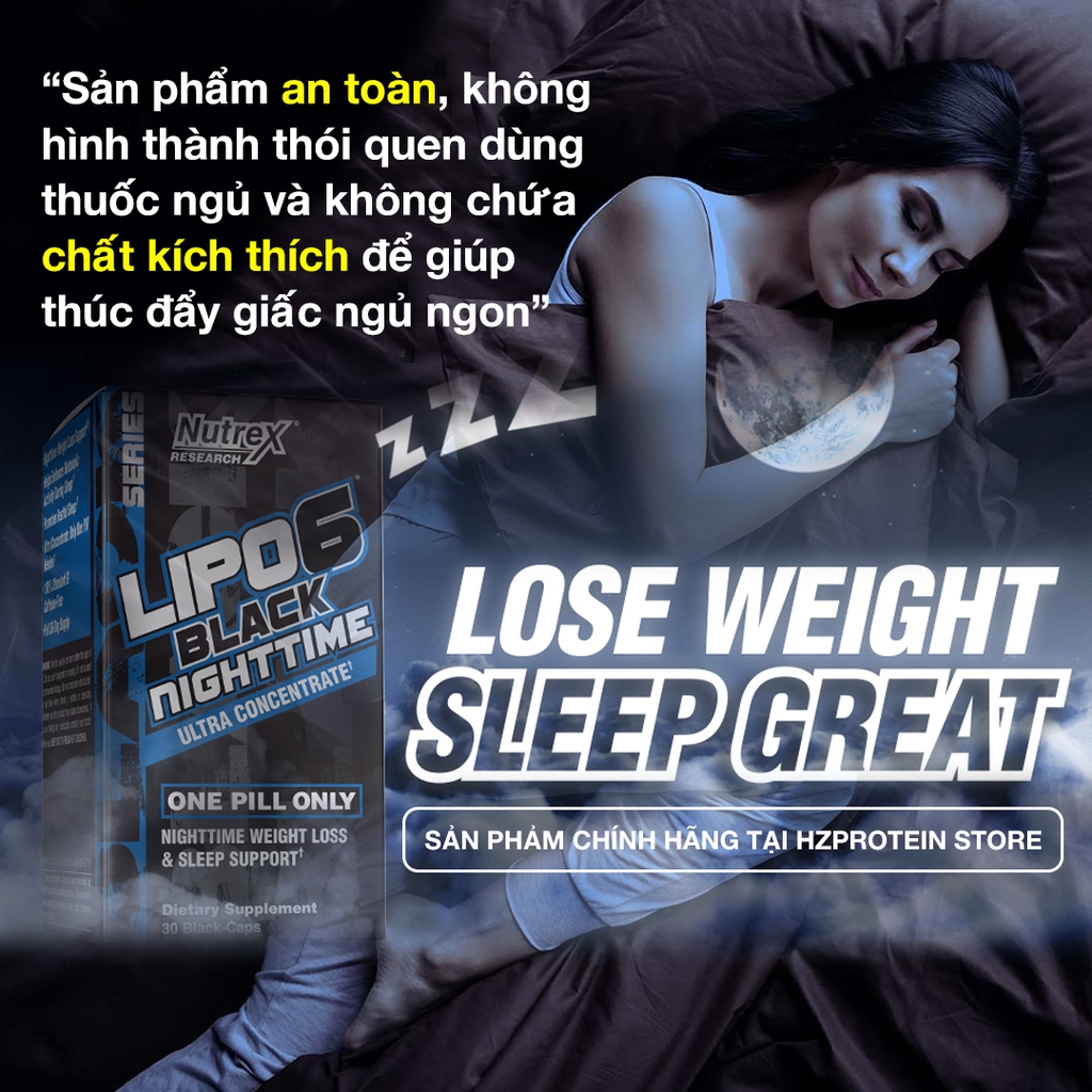 Nutrex Lipo6 Black Night Time - Viên Giảm Cân Hỗ Trợ Đốt Mỡ Ban Đêm (30 viên)