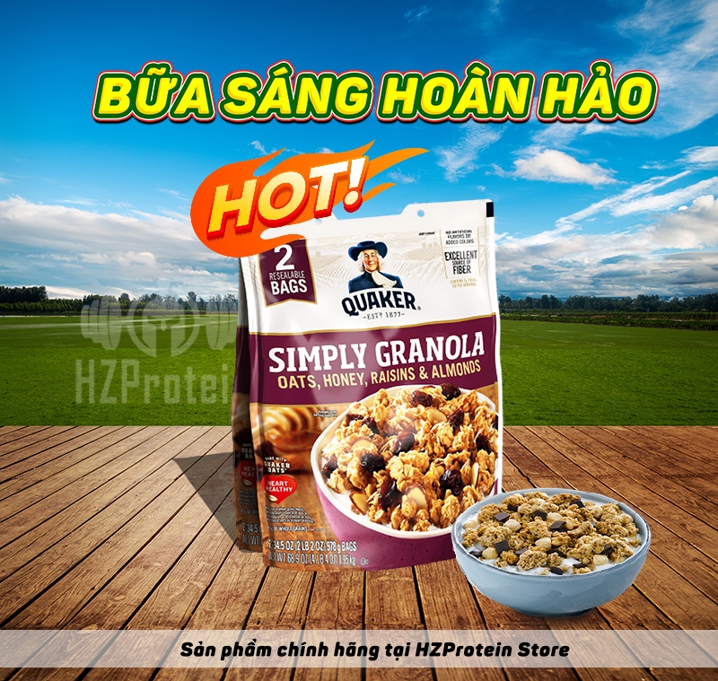 GRANOLA SIMPLY QUAKER - YẾN MẠCH ĂN LIỀN TIỆN LỢI (2 LBS)