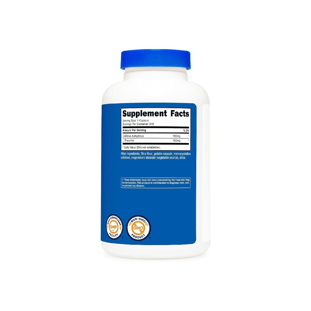 Nutricost Caffeine + L-Theanine Capsules - Hỗ Trợ Tỉnh Táo, Tập Trung , Hỗ Trợ Giảm Mỡ (240 Viên)