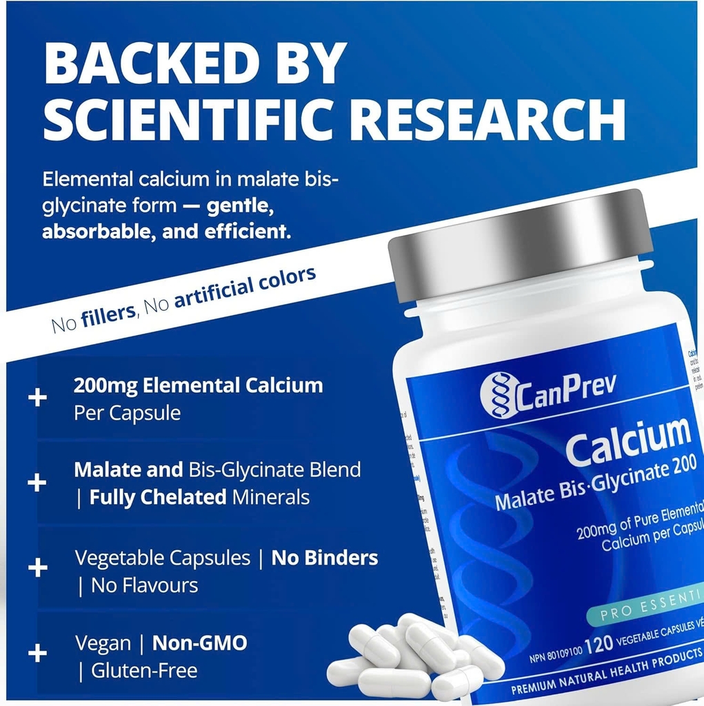 CanPrev Calcium Malate Bis-Glycinate 200mg - Tăng Cường Chức Năng Xương Khớp, Bổ Sung Canxi