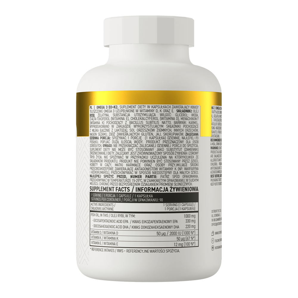 OSTROVIT OMEGA3 + D3 + K2  DẦU CÁ FISH OIL - (90 VIÊN)