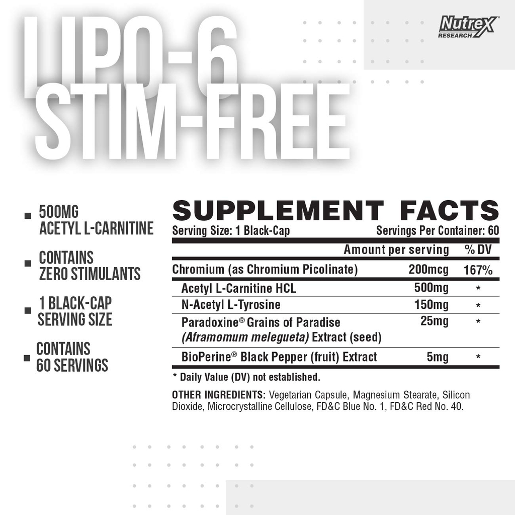 NUTREX LIPO6 BLACK STIM FREE (60 VIÊN)