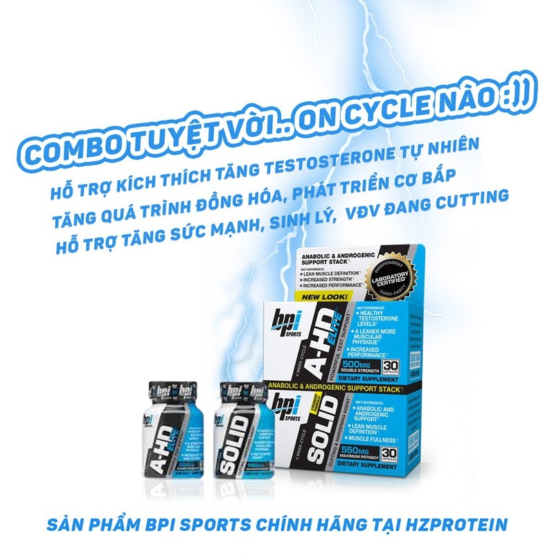 BPI AHD & SOLID - HỖ TRỢ TĂNG TEST (COMBO 2 hộp/30 LẦN DÙNG)