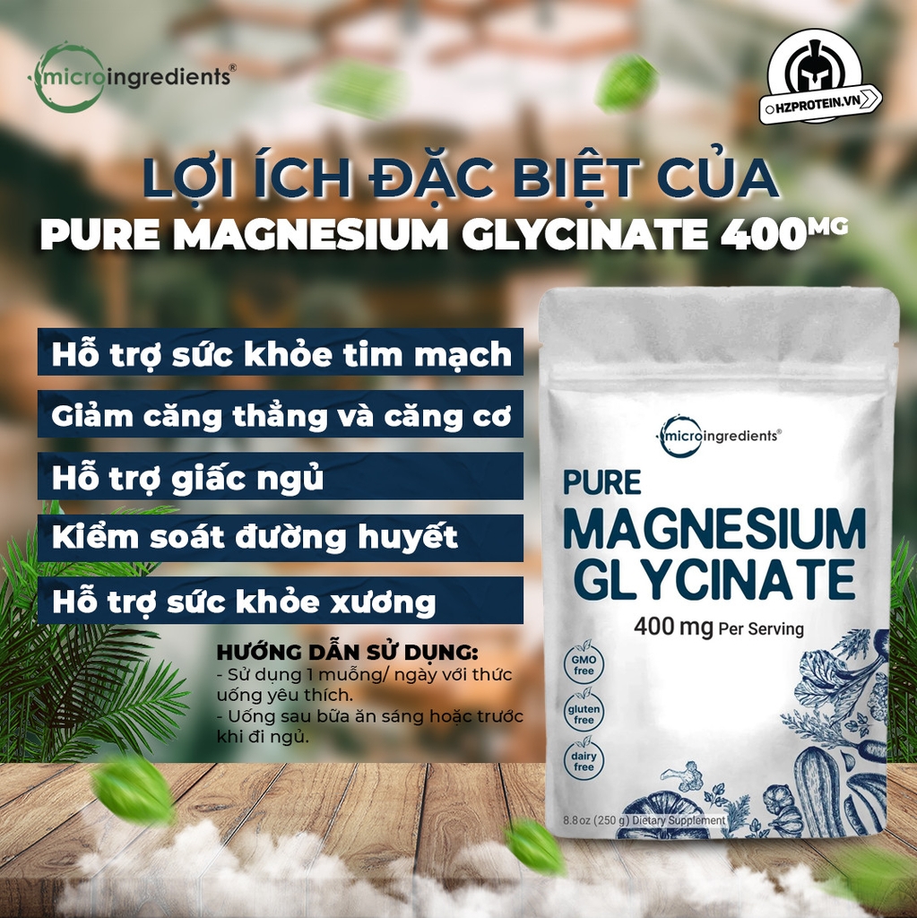 Micro Pure Magnesium Glycinate 400mg (Dạng Bột)