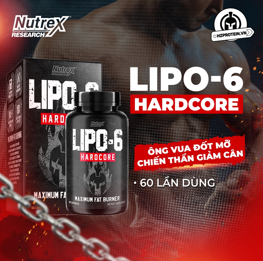 NUTREX LIPO 6 HARDCORE (60 VIÊN) - ĐỐT MỠ MẠNH NHẤT PHIÊN BẢN MỚI