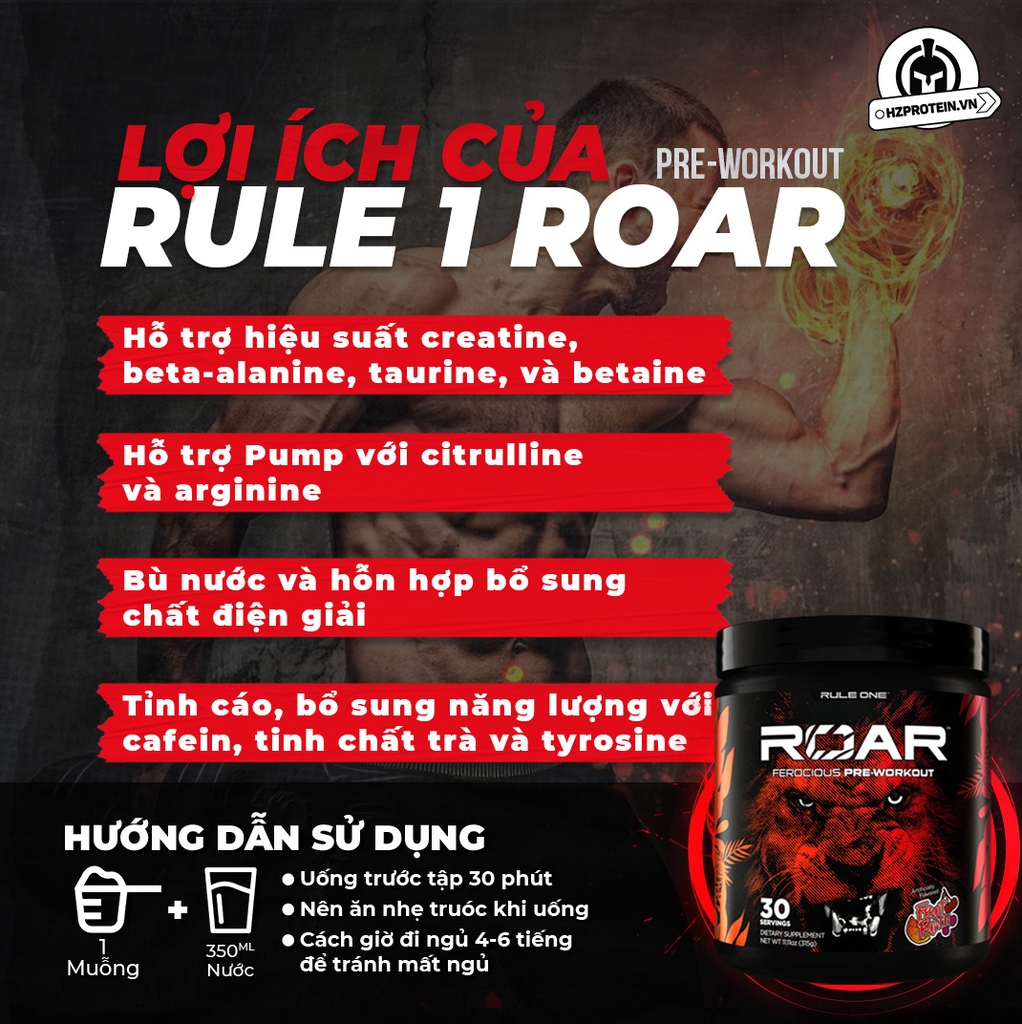 Rule 1 Roar 30 Servings - PREWORKOUT - TĂNG SỨC MẠNH