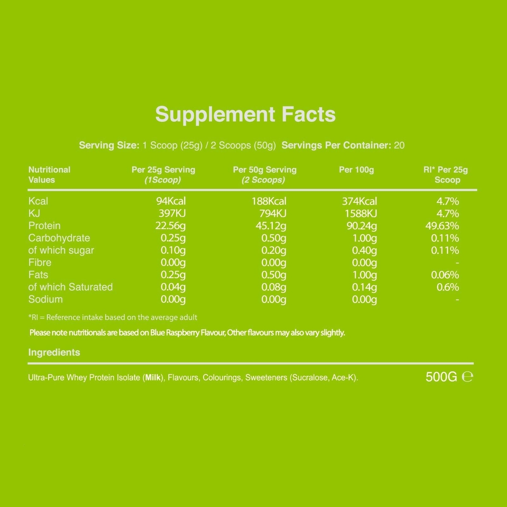 Warrior Isolate Refreshing Fruity Protein - Whey Protein Vị Trái Cây Siêu Ngon, Tách Mùi Sữa - 500 gram