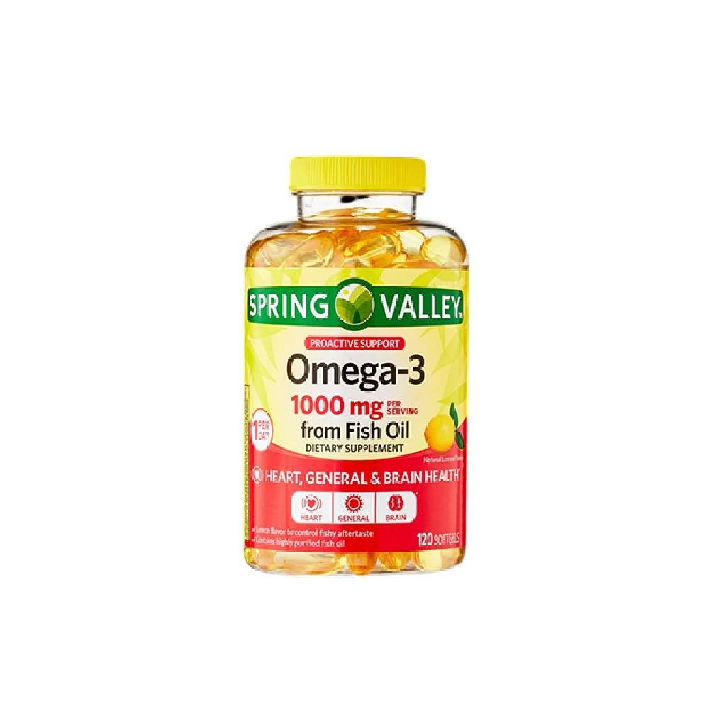 SPRING VALLEY OMEGA-3 1000MG FISH -  DẦU CÁ HƯƠNG CHANH (180 VIÊN)