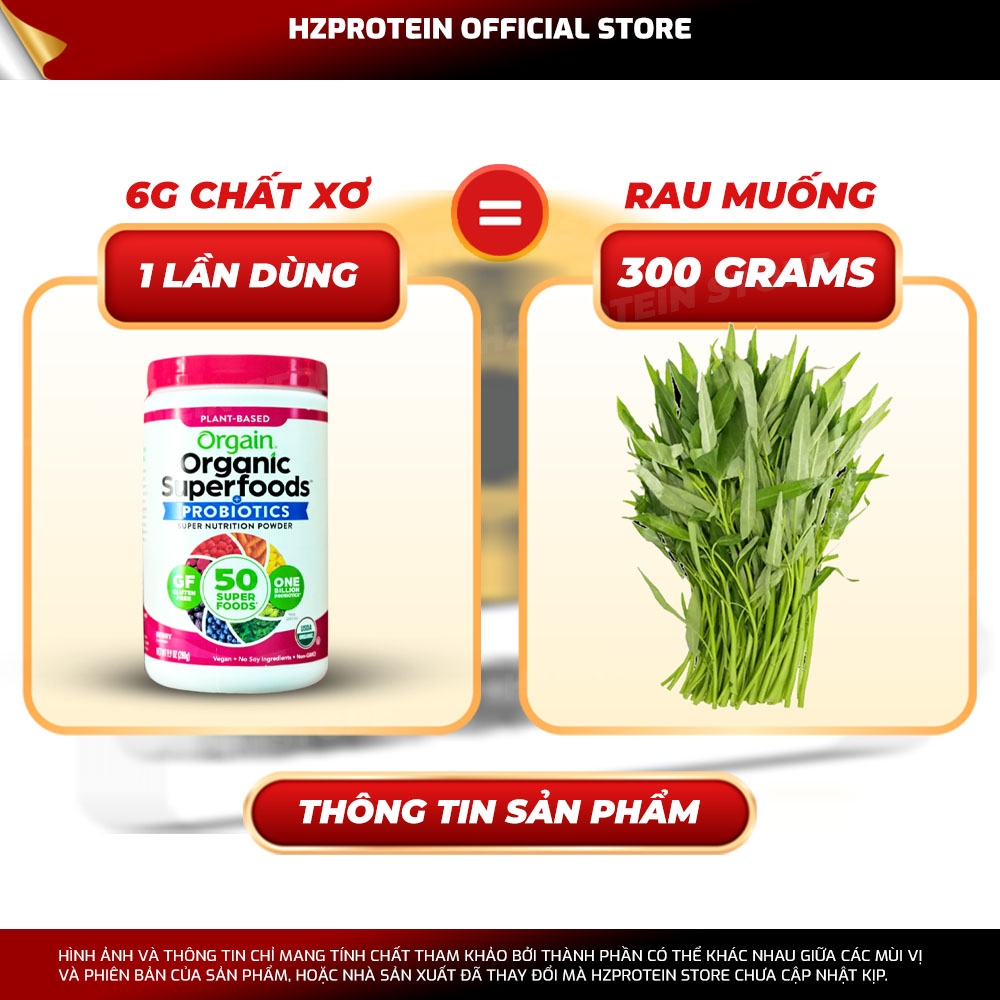 ORGAIN ORGANIC SUPERFOODS PROBIOTICS - BỘT RAU CỦ HỮU CƠ 280GRAM