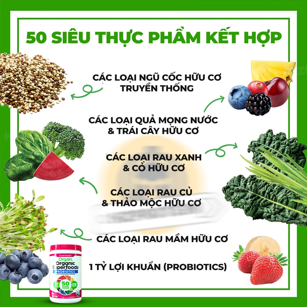 ORGAIN ORGANIC SUPERFOODS PROBIOTICS - BỘT RAU CỦ HỮU CƠ 280GRAM