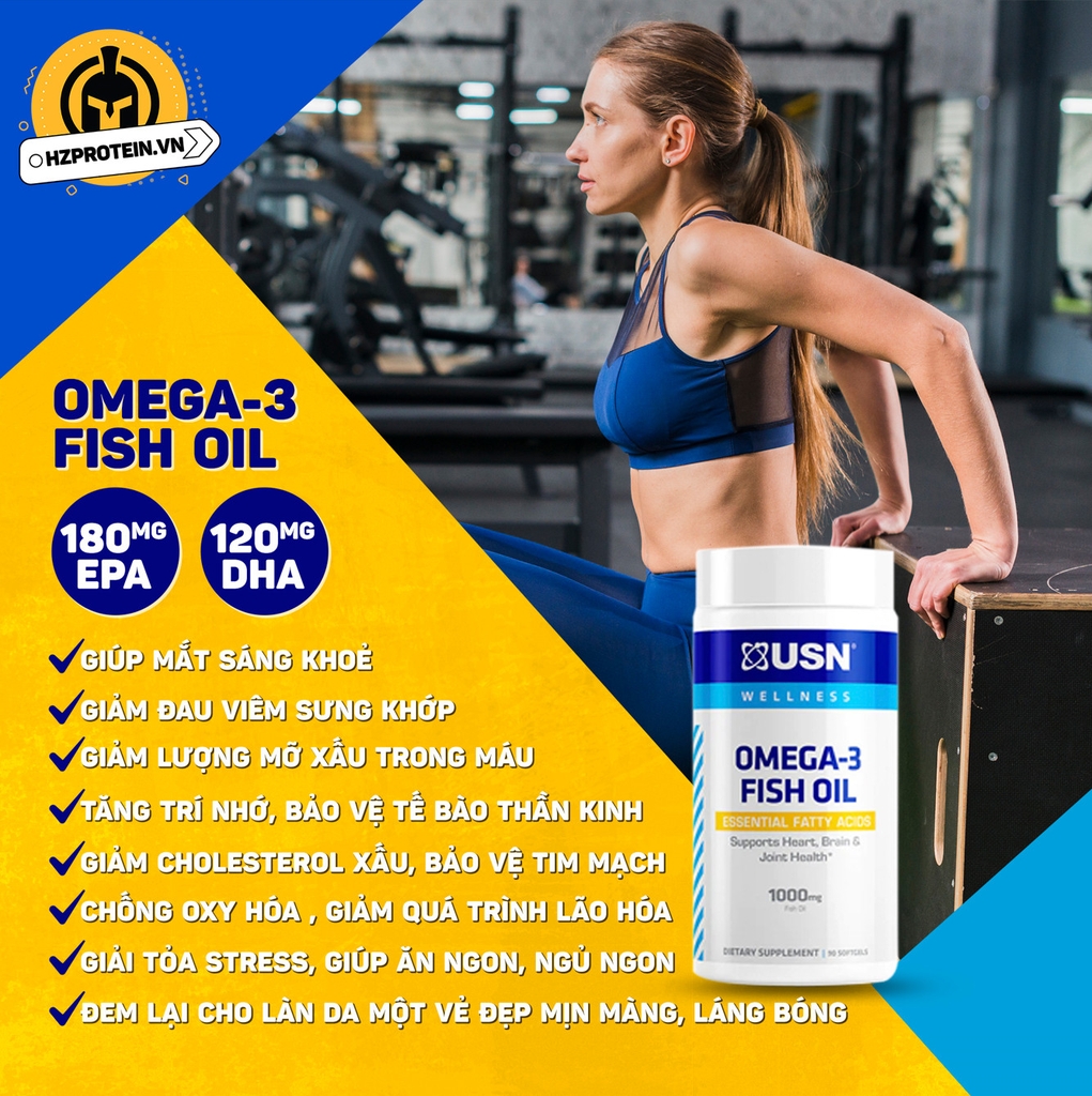 USN DẦU CÁ OMEGA FISH OIL - 90 viên