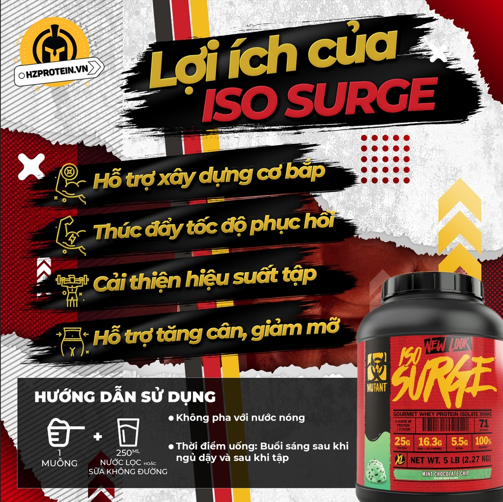 MUTANT ISO SURGE WHEY PROTEIN ISOLATE - SỮA TĂNG CƠ MÙI VỊ THƠM NGON - 5LBS